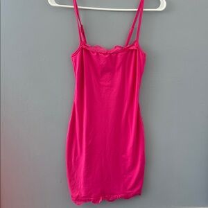 Pink Lace Trim Slip Dress